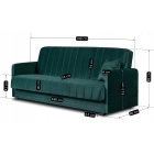 Zestaw 2x Sofa Rozkładana PORTO Zielona Welurowa