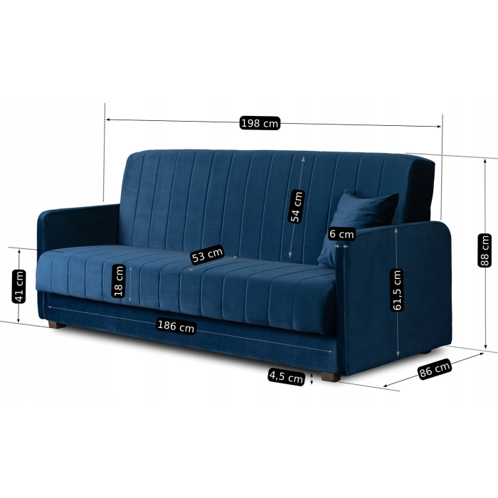 Zestaw 2x Sofa Rozkładana PORTO Granatowa Welurowa