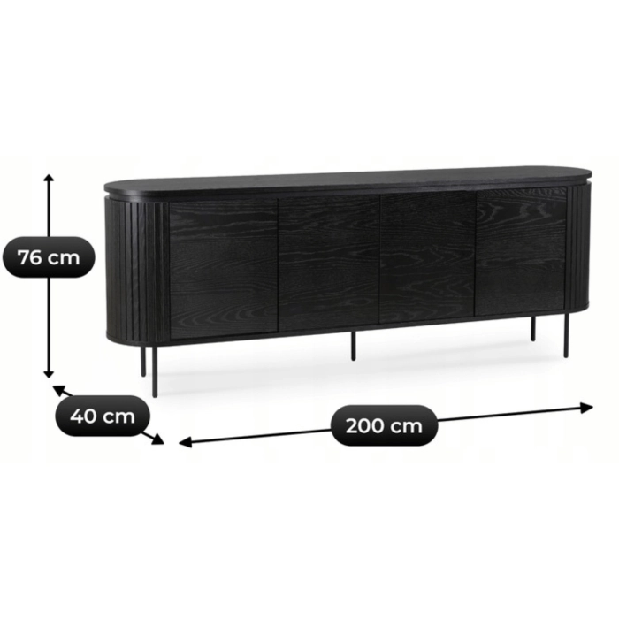 Komoda BECK 200 cm Czterodrzwiowa Czarna