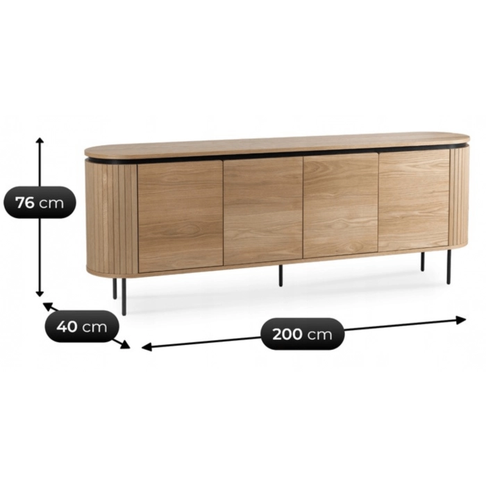 Komoda BECK 200 cm Czterodrzwiowa Dąb