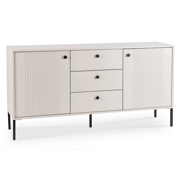Komoda SOFT 154 cm Dwudrzwiowa z Szufladami Ryflowana Kaszmir