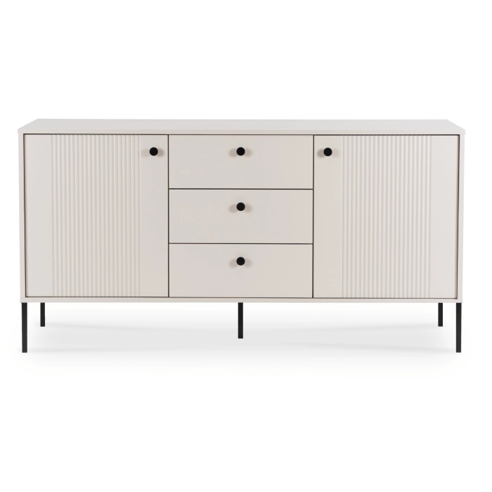 Komoda SOFT 154 cm Dwudrzwiowa z Szufladami Ryflowana Kaszmir