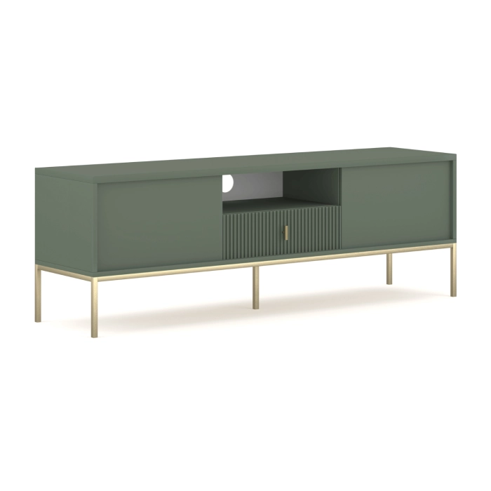 Szafka RTV MARCOS 155 cm Ryflowana Zielona