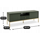 Szafka RTV MARCOS 155 cm Ryflowana Zielona