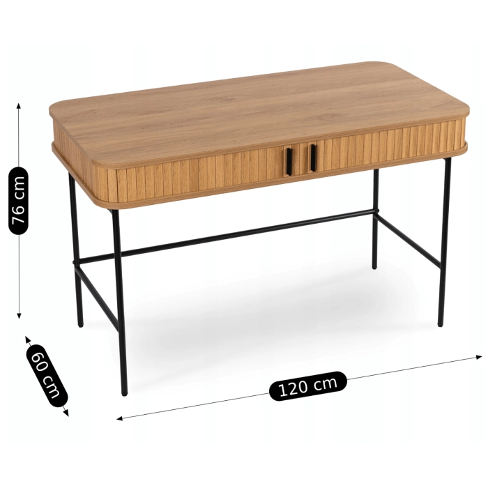 Biurko TRISH 120 cm Ryflowane Dąb