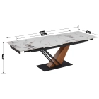 Stół REX 2 Ceramiczny Rozkładany 180-240 cm Biały Marmur/Dąb