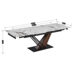 Stół REX 2 Ceramiczny Rozkładany 180-240 cm Biały Marmur/Orzech