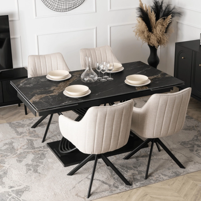 Stół IBIZA Ceramiczny Rozkładany 160-240 cm Czarny
