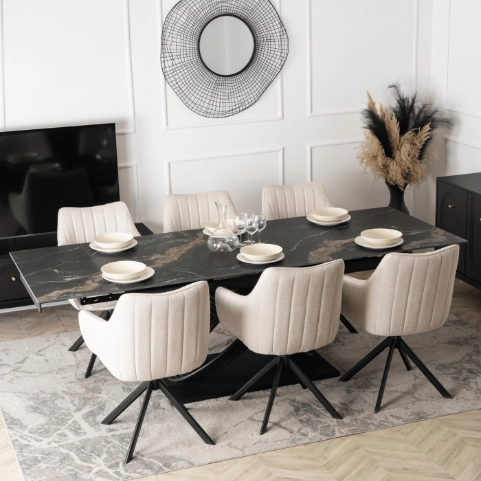 Stół IBIZA Ceramiczny Rozkładany 160-240 cm Czarny