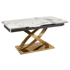 Stół IBIZA Ceramiczny Rozkładany 160-240 cm Biały Marmur/Złoty