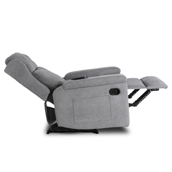 Fotel Rozkładany Masujący SEBASTIAN Szary Tkanina