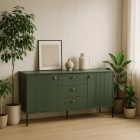 Komoda SOFT 154 cm Dwudrzwiowa z Szufladami Ryflowana Zielona