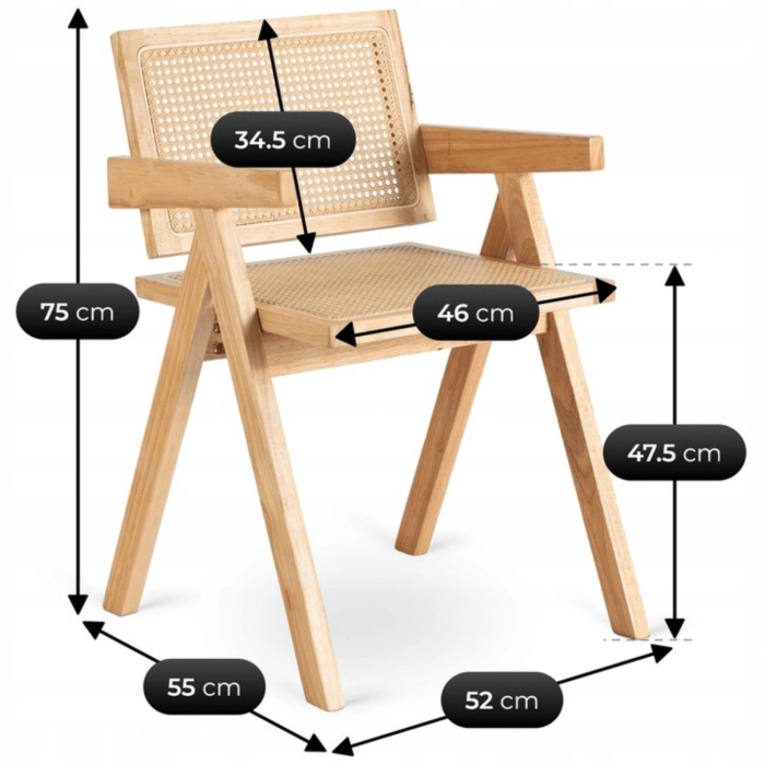 Krzesło MADERA Dąb/Beż Ażurowe