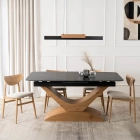 Stół ALICANTE Ceramiczny Rozkładany 160-200 cm Czarny Marmur/Dąb