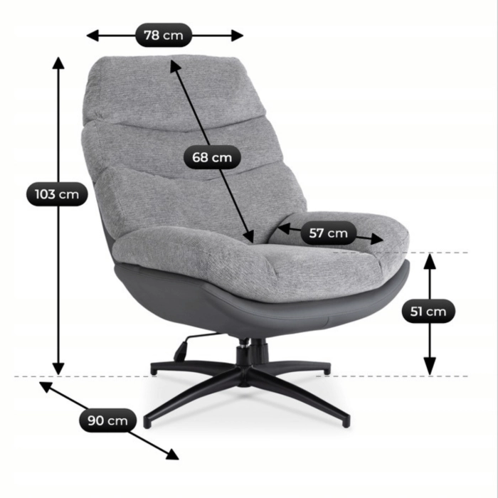 Fotel Wypoczynkowy Obrotowy ASTURIA Szary