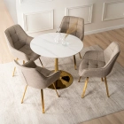 Stół SANDER 89 cm Ceramiczny Biały/Złoty