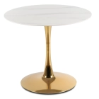 Stół SANDER 89 cm Ceramiczny Biały/Złoty