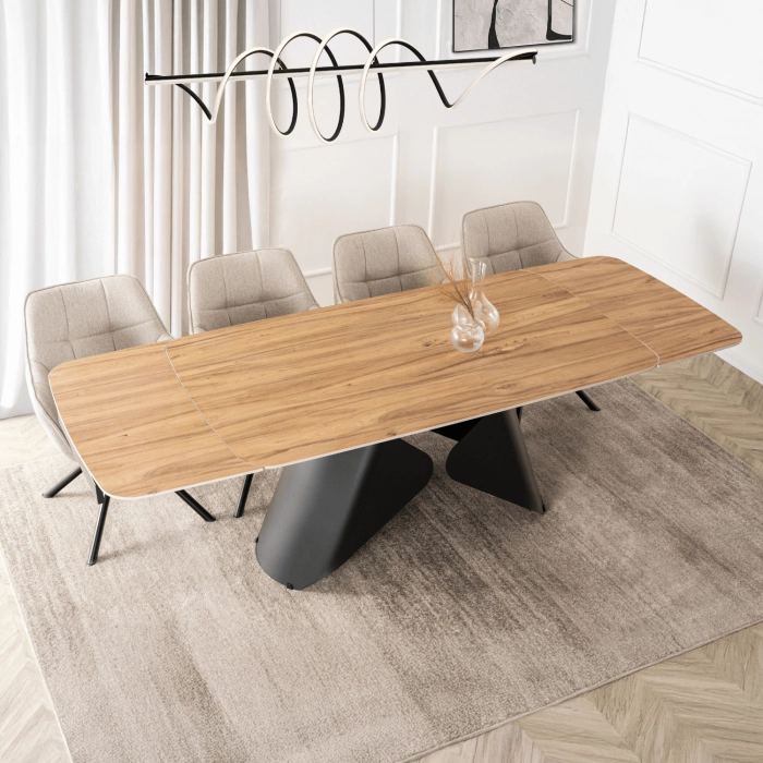 Stół VERONA Ceramiczny Rozkładany 160-240 cm Dąb/Czarny