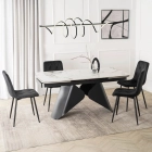 Stół VERONA Ceramiczny Rozkładany 160-240 cm Biały Marmur/Czarny