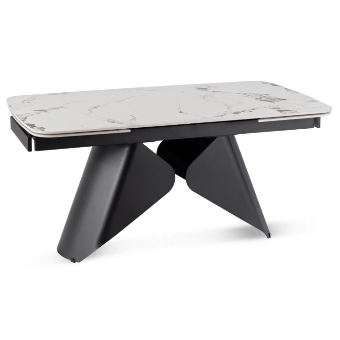 Stół VERONA Ceramiczny Rozkładany 160-240 cm Biały Marmur/Czarny