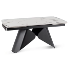 Stół VERONA Ceramiczny Rozkładany 160-240 cm Biały Marmur/Czarny