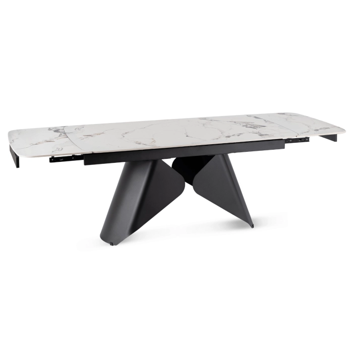 Stół VERONA Ceramiczny Rozkładany 160-240 cm Biały Marmur/Czarny