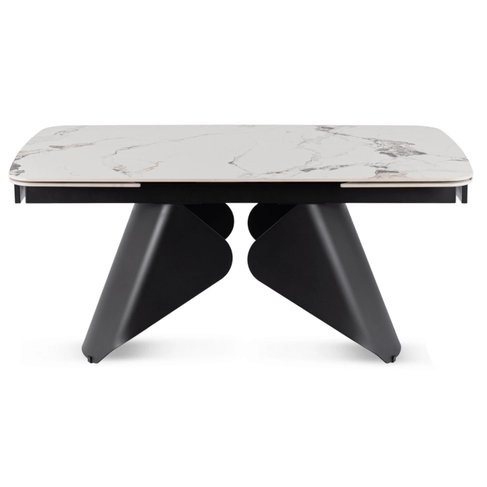 Stół VERONA Ceramiczny Rozkładany 160-240 cm Biały Marmur/Czarny