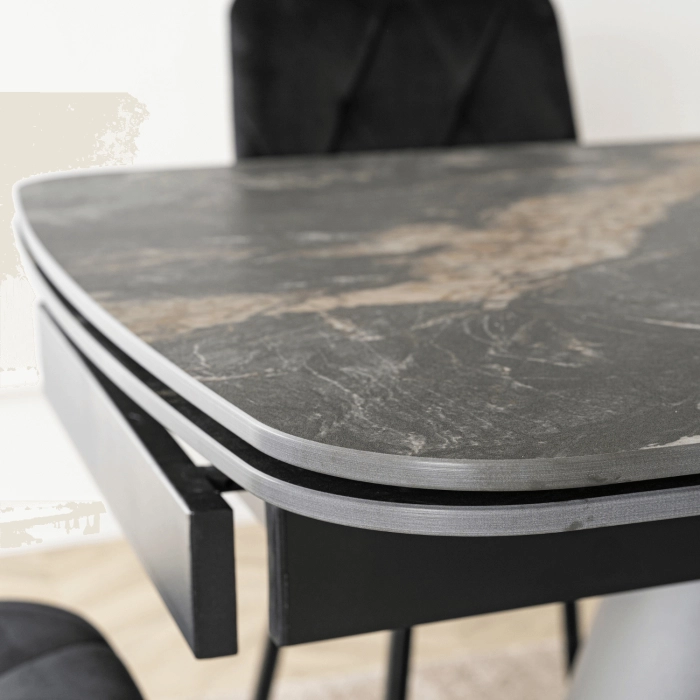 Stół VERONA Ceramiczny Rozkładany 160-240 cm Czarny Marmur/Czarny