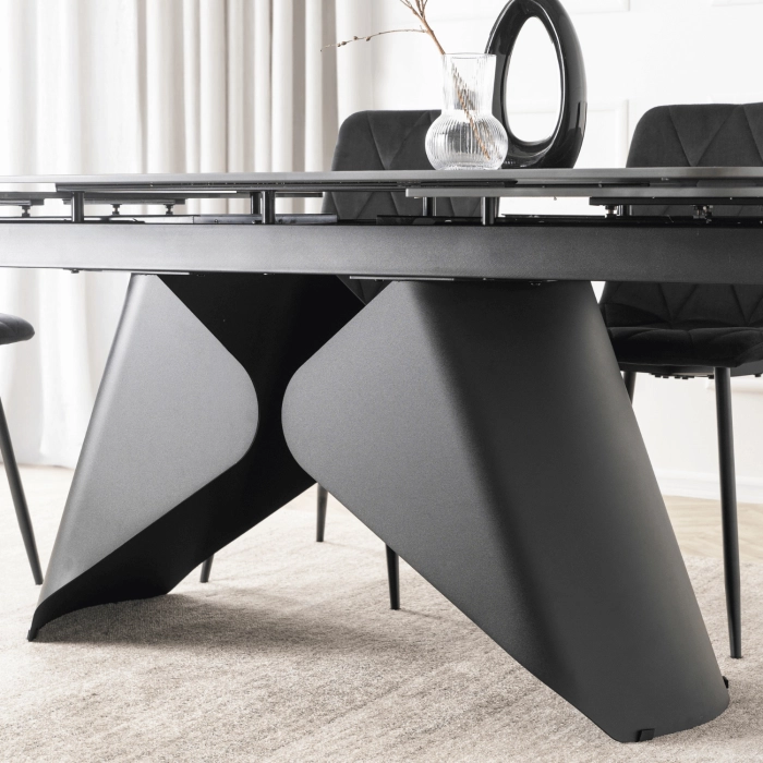 Stół VERONA Ceramiczny Rozkładany 160-240 cm Czarny Marmur/Czarny