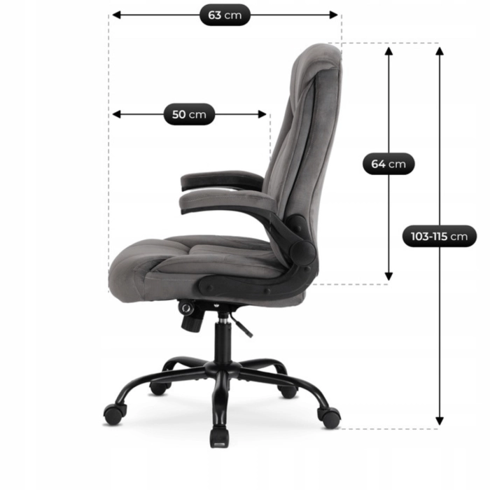 Fotel Obrotowy COMFORT Szary Welurowy