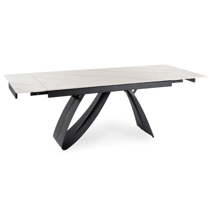 Stół DEVON Ceramiczny Rozkładany 160-220 cm Biały Marmur/Czarny