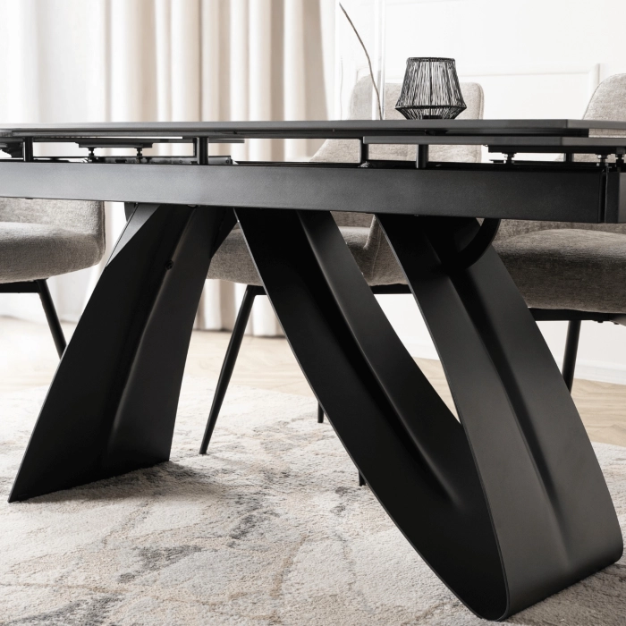 Stół DEVON Ceramiczny Rozkładany 160-220 cm Czarny Marmur/Czarny