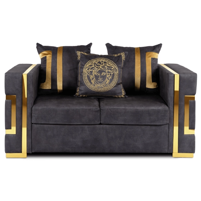 Sofa PALLAZO 2S Dwuosobowa Czarny/Złoty