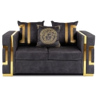 Sofa PALLAZO 2S Dwuosobowa Czarny/Złoty