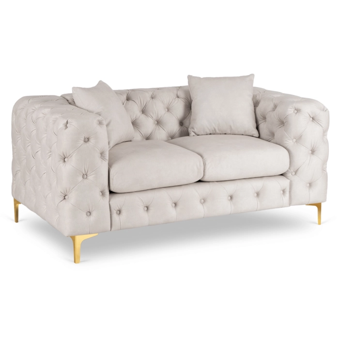 Sofa SORRENTO 2S Dwuosobowa Kremowa Welurowa