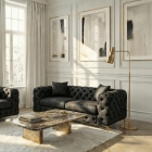 Sofa SORRENTO 2S Dwuosobowa Czarna Welurowa