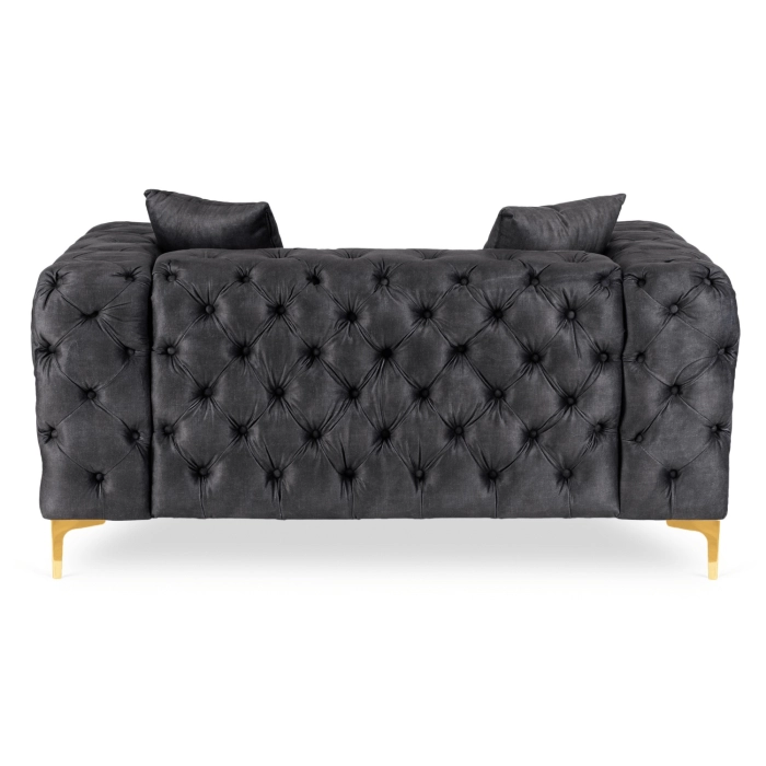 Sofa SORRENTO 2S Dwuosobowa Czarna Welurowa