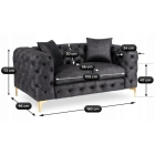 Sofa SORRENTO 2S Dwuosobowa Czarna Welurowa