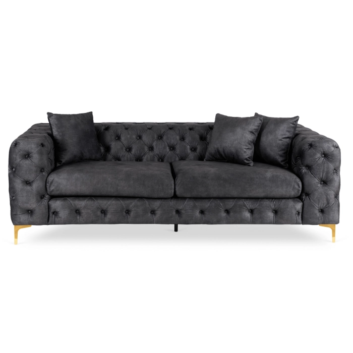 Sofa SORRENTO 3S Trzyosobowa Czarna Welurowa