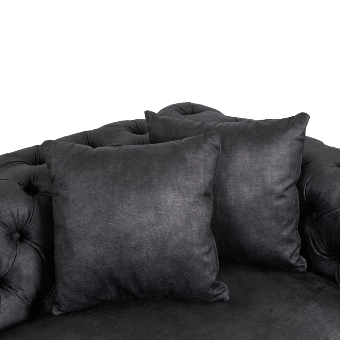 Sofa SORRENTO 3S Trzyosobowa Czarna Welurowa