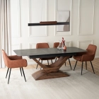 Stół ALICANTE Ceramiczny Rozkładany 160-200 cm Czarny Marmur/Orzech