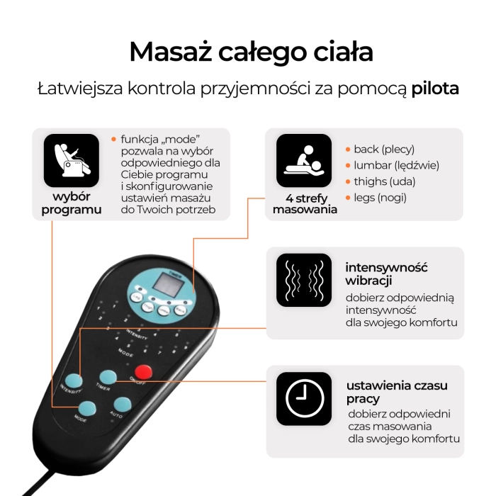 Fotel Masujący Obrotowy SPIKE Czarny Ekoskóra