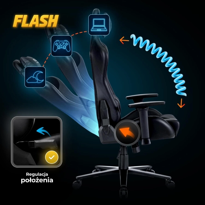 Fotel Obrotowy Gamingowy FLASH Czarny