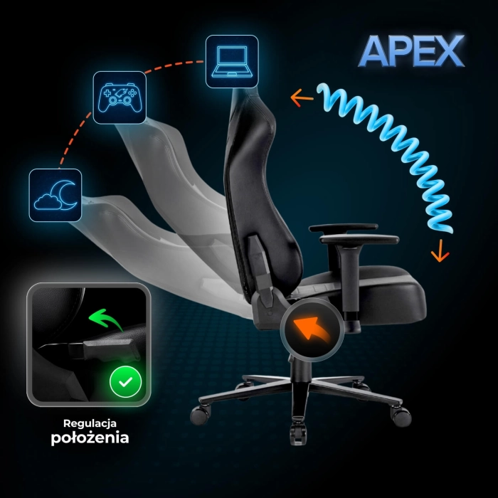 Fotel Obrotowy Gamingowy APEX Czarny