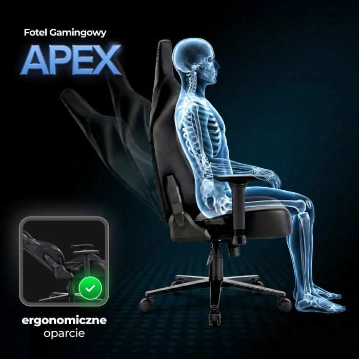 Fotel Obrotowy Gamingowy APEX Czarny