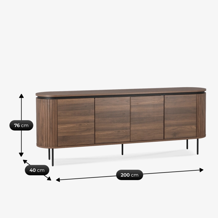 Komoda BECK 200 cm Czterodrzwiowa Orzech