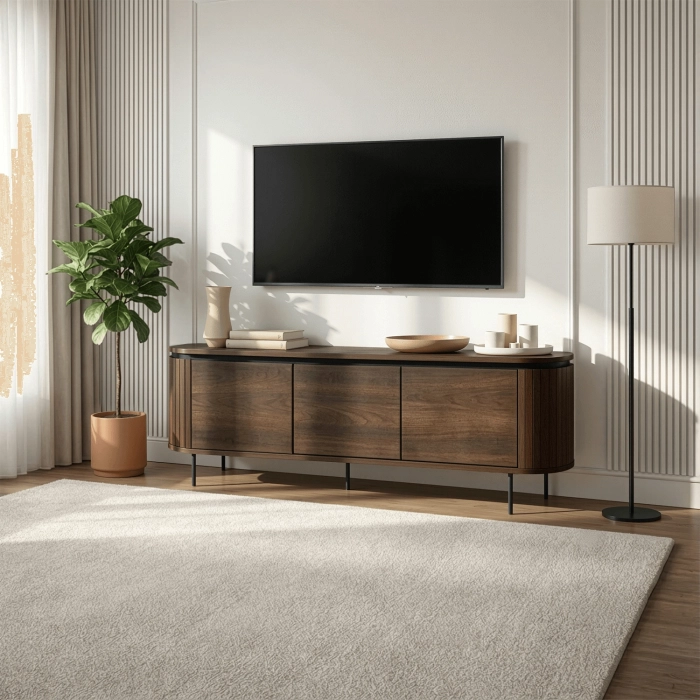 Szafka RTV BECK 160 cm Trzydrzwiowa Orzech