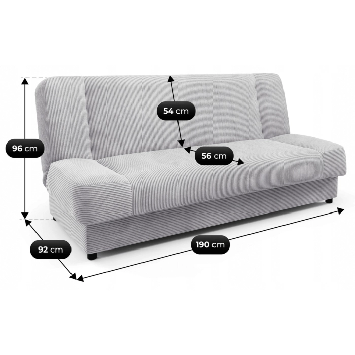 Wersalka Rozkładana PIANO Szara Sztruksowa