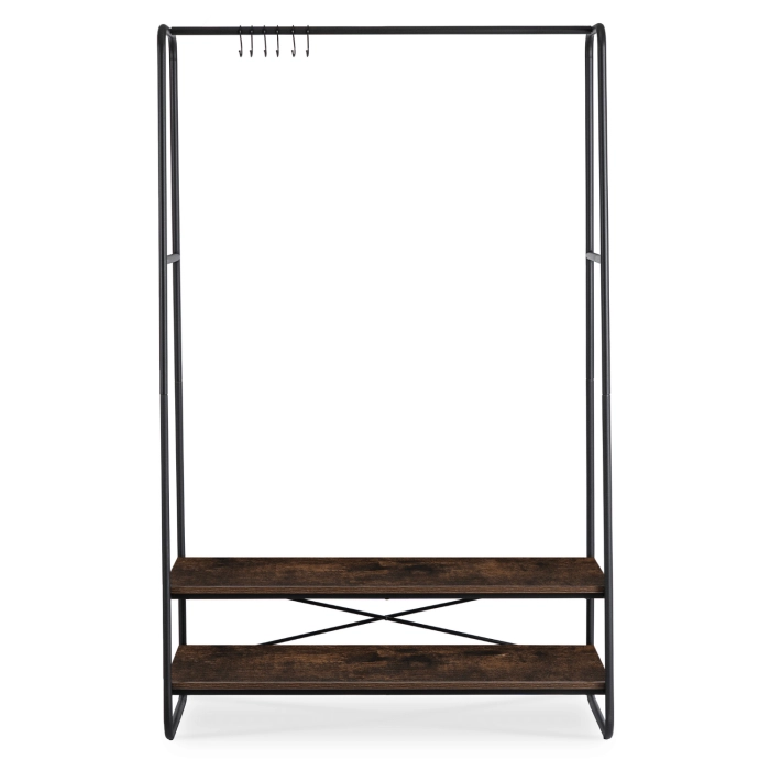 Wieszak Do Przedpokoju JOEL 100 cm z Półkami Dąb Rustykalny/Czarny