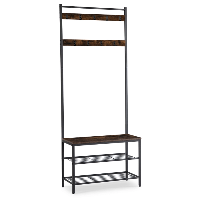 Wieszak Do Przedpokoju JETT 70 cm z Półkami Dąb Rustykalny/Czarny